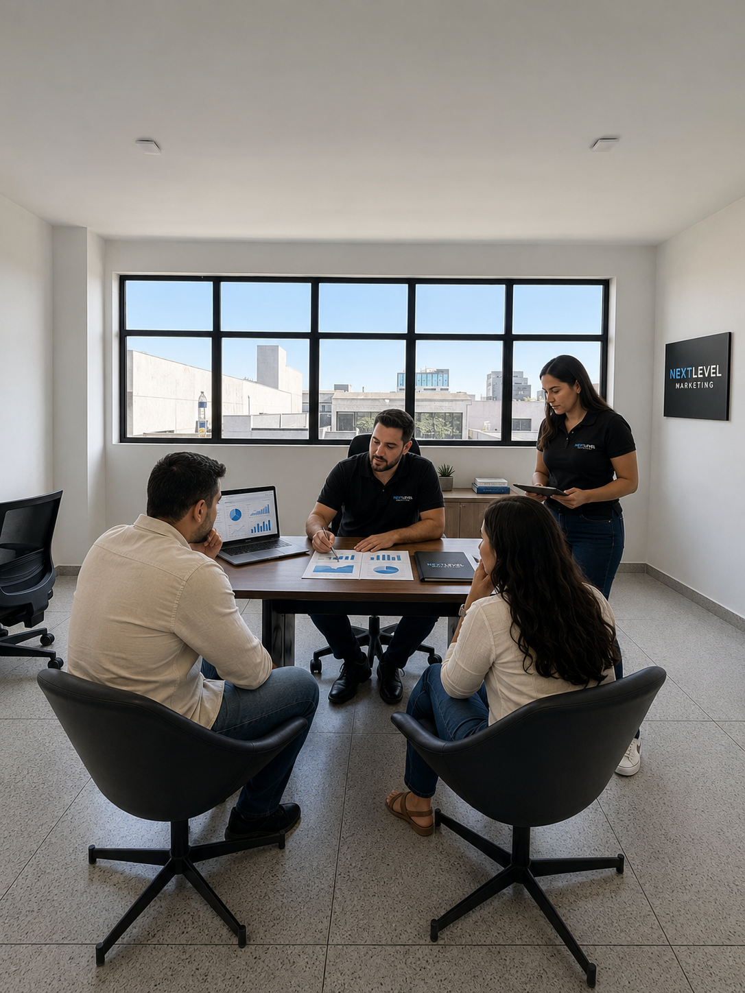 Equipe NextLevel em atendimento estratégico